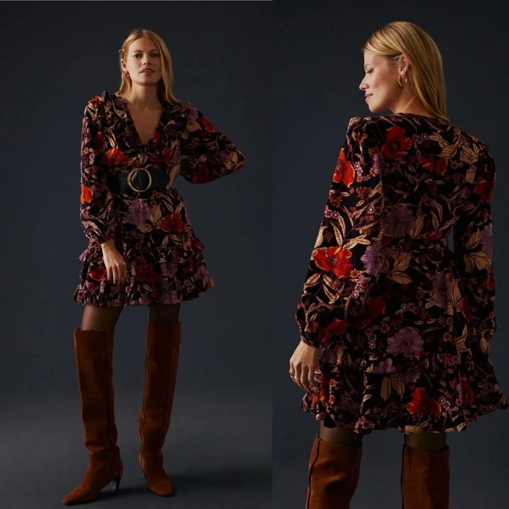 Anthropologie Pilcro Tiered Corduroy Dress - Picture 1 of 10